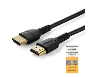 StarTech.com 3ft (1m) Slim HDMI Cable, Flexible Premium Certified HDMI 2.0 Cord with Ethernet, UHD 4K 60Hz HDR10, Durable Aramid Fiber Design with TPE Jacket