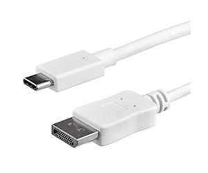 StarTech.com 3ft/1m USB C to DisplayPort 1.2 Cable 4K 60Hz - USB-C to DisplayPort Adapter Cable HBR2 - USB Type-C DP Alt Mode to DP Monitor Video Cable - Works w/ Thunderbolt 3 - White (CDP2DPMM1MW)