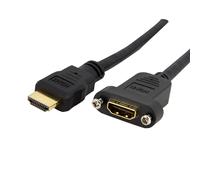 StarTech.com 3ft (91cm) HDMI Female to Male Adapter, 4K High Speed Panel Mount HDMI Cable, 4K 30Hz UHD HDMI, 10.2 Gbps Bandwdith, 4K HDMI Female to HDMI Male, HDMI Panel Mount Connector Cable