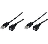 StarTech.com 3ft Black USB 2.0 Extension Cable A to A - M/F (Pack of 2)