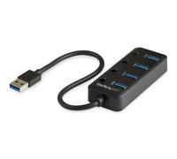 StarTech.com 4 Port USB 3.0 Hub - USB-A to 4x USB 3.0 Type-A with Individual On/Off Port Switches - SuperSpeed 5Gbps USB 3.1/3.2 Gen 1 - USB Bus Powered - Portable - 25cm Attached Cable~4 Port USB 3.0 Hub - USB-A to 4x USB 3.0 Type-A with Individual On/Of