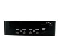 StarTech.com 4 Port DVI VGA Dual Monitor KVM Switch USB with Audio & USB 2.0 Hub - TAA 1920 x 1200 pixels 18 W Black