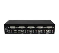 StarTech.com 4 Port High Resolution USB DVI Dual Link KVM Switch with Audio and USB 2.0 Hub (SV431DVIUAHR), black