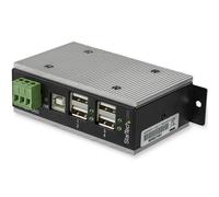 StarTech.com 4-Port USB 2.0 Hub - Metal Industrial USB-A Hub with ESD & 350W Surge Protection - Extended Operating Temp -40 to 185°F - Din Rail/Wall/Desk Mountable - USB Expander Hub