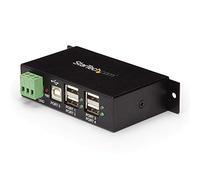 StarTech.com 4-Port USB 2.0 Hub - Metal Industrial USB-A Hub - Din Rail, Wall or Desk Mountable USB Data Hub - TAA Compliant USB Expander Hub