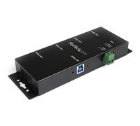 StarTech.com 4-Port Industrial USB 3.0 Hub with ESD Protection~4-Port USB 3.0 Hub - 5Gbps - Metal Industrial USB-A Hub - Wall or Desk Mountable USB Data Hub - TAA Compliant USB Expander Hub