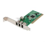 StarTech.com 4 port PCI 1394a FireWire Adapter Card - 3 External 1 Internal - TAA PCI IEEE 1394/Firewire Green Metallic CE UL FCC REACH TAA Microsoft WHQL Certified Texas Instruments - TSB12LV26 0.4 G