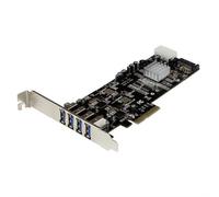 StarTech.com 4 Port PCI Express PCIe SuperSpeed (5Gbps) USB 3.0 Card Adapter w/ 2 Dedicated 5Gbps Channels - UASP - SATA / LP4 Power