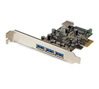StarTech.com 4 Port PCI Express USB 3.0 Card - 3 External and 1 Internal - Native OS Support in Windows 8 and 7 - Standard and Low-Profile (PEXUSB3S42)