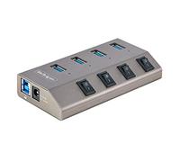 StarTech.com 4-Port Self-Powered USB-C Hub with Individual On/Off Switches, USB 3.0 5Gbps Expansion Hub w/Power Supply, Desktop/Laptop USB-C to USB-A Hub, USB Type C Hub w/BC 1.2 (5G4AIBS-USB-HUB-NA)