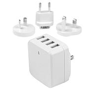 StarTech.com 4-Port Travel USB Wall Charger - 34W/6.8A International Travel Adapter - White - Portable USB Charging Station (USB4PACBK)