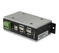 StarTech.com 4-Port USB 2.0 Hub - Metal Industrial USB-A Hub with ESD & 350W Surge Protection - Extended Operating Temp -40 to 185°F - Din Rail/Wall/Desk Mountable - USB Expander Hub