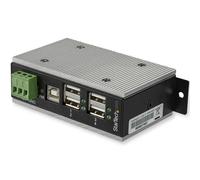 StarTech.com 4-Port USB 2.0 Hub - Metal Industrial USB-A Hub with ESD & 350W Surge Protection - Extended Operating Temp -40 to 185°F - Din Rail/Wall/Desk Mountable - USB Expander Hub