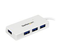 StarTech.com Portable 4 Port SuperSpeed Mini USB 3.0 Hub - White~Portable 4 Port SuperSpeed Mini USB 3.0 Hub - 5Gbps - White