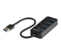 StarTech.com 4 Port USB 3.0 Hub - USB-A to 4x USB 3.0 Type-A with Individual On/Off Port Switches - SuperSpeed 5Gbps USB 3.1/3.2 Gen 1 - USB Bus Powered - Portable - 25cm Attached Cable~4 Port USB 3.0
