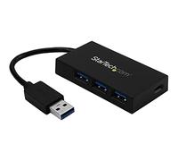StarTech.com 4 Port USB 3.0 Hub - USB Type-A Hub with 1x USB-C & 3x USB-A (SuperSpeed 5Gbps) - USB Bus or Self-Powered - Portable USB 3.1/3.2 Gen 1 BC 1.2 Charging Hub w/ Power Adapter~4 Port USB 3.0 Hub - USB Type-A Hub with 1x USB-C & 3x USB-A (SuperSpe