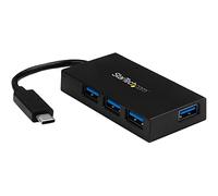 StarTech.com 4 Port USB C Hub - USB Type-C Hub w/ 4x USB-A Ports (USB 3.0/3.1 Gen 1 SuperSpeed 5Gbps) - USB Bus or Self Power - Portable USB-C to USB-A BC 1.2 Charging Hub w/ Power Adapter~4 Port USB C Hub - USB Type-C Hub w/ 4x USB-A Ports USB 3.0 hub (5