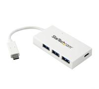 StarTech.com 4 Port USB C Hub with 1x USB-C & 3x USB-A Ports (SuperSpeed 5Gbps) - USB Bus Powered - Portable/Laptop USB 3.0 Adapter Hub - USB 3.1 Gen 1/USB 3.2 Gen 1 Type-C Hub - White~4 Port USB C Hu