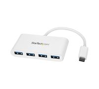 StarTech.com 4 Port USB C Hub with 4x USB-A Ports (USB 3.0 SuperSpeed 5Gbps) - USB Bus Powered - Portable/Laptop USB-C to USB-A Adapter Hub - USB 3.1 Gen 1/USB 3.2 Gen 1 Type-C Hub - White~4 Port USB C Hub with 4x USB-A Ports (USB 3.0 SuperSpeed 5Gbps) -