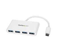 StarTech.com 4 Port USB C Hub with 4x USB-A Ports (USB 3.0 SuperSpeed 5Gbps) - USB Bus Powered - Portable/Laptop USB-C to USB-A Adapter Hub - USB 3.2 Gen 1 Type-C Hub - White