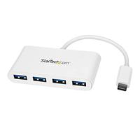 StarTech.com 4 Port USB C Hub with 4x USB-A Ports (USB 3.0 SuperSpeed 5Gbps) - USB Bus Powered - Portable/Laptop USB-C to USB-A Adapter Hub - USB 3.1 Gen 1/USB 3.2 Gen 1 Type-C Hub - White (HB30C4ABW)