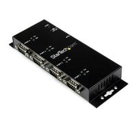 StarTech.com 4 Port USB to DB9 RS232 Serial Adapter Hub - Industrial DIN Rail and Wall Mountable