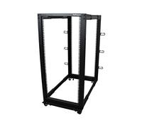 StarTech.com 4-Post 25U Mobile Open Frame Server Rack, Four Post 19in Network Rack with Wheels, Rolling Rack with Adjustable Depth for Computer/AV/Data/IT Equipment - Casters, Leveling Feet or Floor Mounting