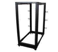 StarTech.com 4-Post 25U Mobile Open Frame Server Rack, Four Post 19in Network Rack with Wheels, Rolling Rack with Adjustable Depth for Computer/AV/Data/IT Equipment - Casters, Leveling Feet or Floor Mounting