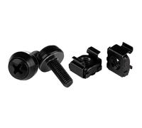 StarTech.com 50 Pack 10-32 Server Rack Cage Nuts and Screws w/Washers - Rack Mount Hardware Kit - Network/IT Equipment Cabinet Clip/Captive Nuts & Bolts for Square Holes - Black - TAA