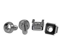 StarTech.com 50-Pack M6 12mm Screws Square Hole Cage Nuts and Installation Tool Hardware Mounting Kit for 19" or 10" Server Racks Cabinets and Enclosures Silver - TAA Screw Stainless steel Sheet metal