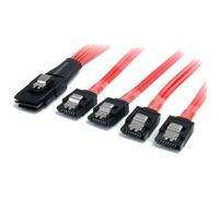 StarTech.com 50cm Serial Attached SCSI SAS Cable - SFF-8087 Plug to 4x Latching SATA (female) - Mini SAS to SATA Cable (SAS8087S450), Black red