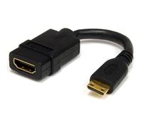 StarTech.com 5in Mini HDMI to HDMI Adapter - 4K High Speed HDMI Adapter - 4K 30Hz Ultra HD High Speed HDMI Adapter - HDMI 1.4 - Gold Plated Connectors - UHD Mini HDMI Adapter 4K - Black (HDACFM)