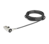 StarTech.com 6.5ft (2m) Laptop Cable Lock - 4-Digit Combination Laptop/Desktop Security Cable Lock for Wedge Slot Computers - Anti-Theft Vinyl-Coated Steel Combo Cable Lock - Portable