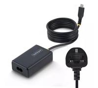StarTech 65W USB-C Laptop Charger, 1.5m Tethered USB-C Cable, Power Adapter Brick for Dell, XPS, HP ProBook, MacBook Pro, Microsoft Surface Pro