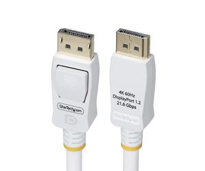 StarTech.com 6ft (1.8m) White VESA Certified DisplayPort 1.2 Cable, 4K 60Hz, 21.6Gbps, Latching DP Connectors, DP 1.2 DisplayPort Cable, DP Monitor Cord, M/M
