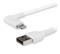 StarTech.com 6ft (2m) Durable USB A to Lightning Cable - White 90° Right Angled Heavy Duty Rugged Aramid Fiber USB Type A to Lightning Charging/Sync Cord - Apple MFi Certified - iPhone