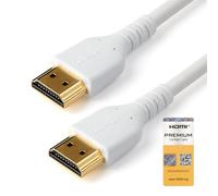 StarTech.com 6ft (2m) Slim HDMI 2.0 Cable, Flexible Premium HDMI Cord with Ethernet, UHD 4K 60Hz HDR10, Durable Aramid Fiber Design with TPE Jacket, White