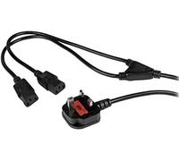 StarTech.com 6ft (2m) UK Computer Power Cable Y Splitter, 18AWG, BS 1363 to 2x