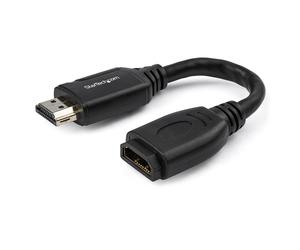 StarTech.com 6in (15cm) HDMI Port Saver Cable - 4K 60Hz High Speed HDMI 2.0 Extension Cable with Ethernet - Short HDMI Extension Cable - HDMI Male to Female Extension Adapter Cord
