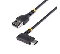 StarTech.com 6in (15cm) USB A to C Charging Cable Right Angle - Heavy Duty Fast Charge USB-C Cable - Black USB 2.0 A to Type-C - Rugged Aramid Fiber - 3A - Short USB Charging Cord