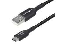 StarTech.com 6in (15cm) USB-A to USB-C Charging Cable, Charge & Sync, 3A, USB 2.0, TPE Jacket - Black USB Charging Cord