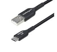 StarTech.com 6in (15cm) USB-A to USB-C Charging Cable, Charge & Sync, 3A, USB 2.0, TPE Jacket, Black USB Charging Cord
