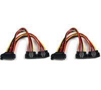 StarTech.com 6in Latching SATA Power Y Splitter Cable Adapter - M/F - 6 inch Serial ATA Power Cable Splitter - SATA Power Y Cable Adapter, Black (Pack of 2)