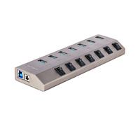 StarTech 7 Port Self-Powered USB C Hub with Individual On-Off Switches, USB 3.0 (5Gbps) Expansion Hub with Power Supply, Desktop Laptop USB-C to USB-A Splitter