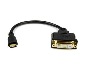 StarTech.com 8 in (20cm) Mini HDMI to DVI Cable - DVI-D to HDMI Cable (1920x1200p) - 19 Pin HDMI Mini Male to DVI-D Female - Digital Monitor Cable Adapter M/F - Mini HDMI to DVI Adapter (HDCDVIMF8IN)