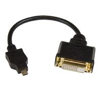 StarTech.com 8in Micro HDMI to DVI-D Adapter M/F - 8in Micro HDMI to DVI Cable - Connect a Micro HDMI phone or laptop to a DVI-D display (HDDDVIMF8IN),Black