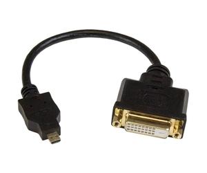 StarTech.com 8in Micro HDMI to DVI-D Adapter M/F - 8in Micro HDMI to DVI Cable - Connect a Micro HDMI phone or laptop to a DVI-D display (HDDDVIMF8IN),Black