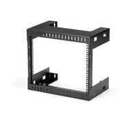 StarTech.com 8U 19" Wall Mount Network Rack - 12" Deep 2 Post Open Frame Server Room Rack for Data/AV/IT/Computer Equipment/Patch Panel with Cage Nuts & Screws 135lb Capacity, Black (RK812WALLO)