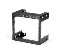 StarTech.com 8U 19" Wall Mount Network Rack - 12" Deep 2 Post Open Frame Server Room Rack for Data/AV/IT/Computer Equipment/Patch Panel with Cage Nuts & Screws 135lb Capacity, Black (RK812WALLO)