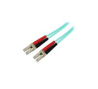 StarTech.com Aqua OM4 Duplex Multimode Fiber Optic Cable - 100 Gb - 50/125 - LSZH - LC/LC - 2 m~2m (6ft) LC/UPC to LC/UPC OM4 Multimode Fiber Optic Cable, 50/125µm LOMMF/VCSEL Zipcord Fiber, 100G Networks, Low Insertion Loss, LSZH Fiber Patch Cord